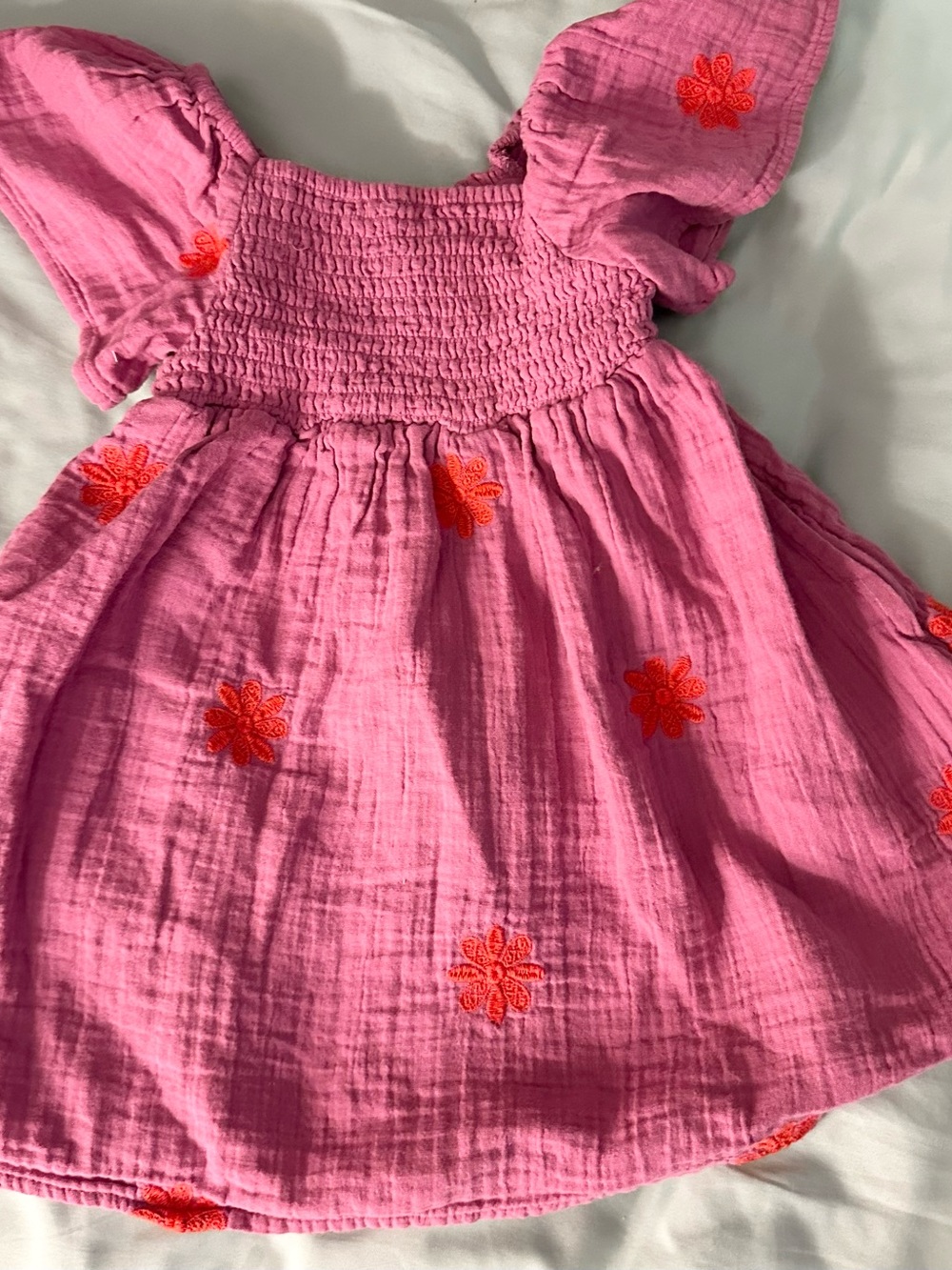 Cat & Jack Pink Dress with Orange Floral Embroidery